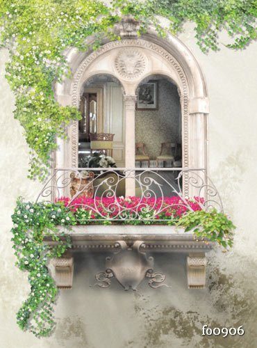 фреска Балкон с цветами