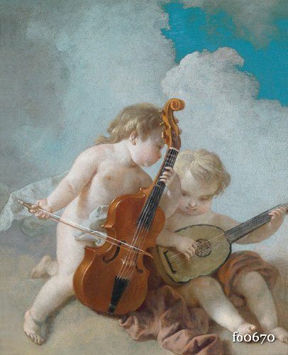 Фреска Два ангела с муз. Инструментами